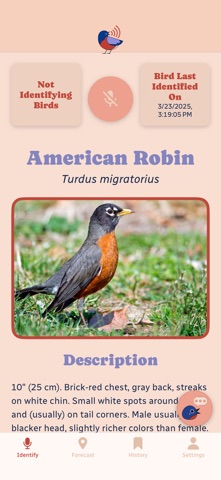 Robin - Bird Song ID iPhone screenshot