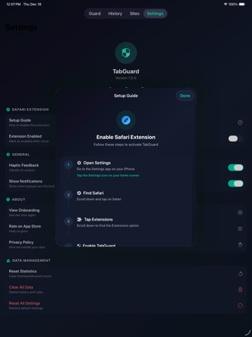 TabGuard iPad screenshot