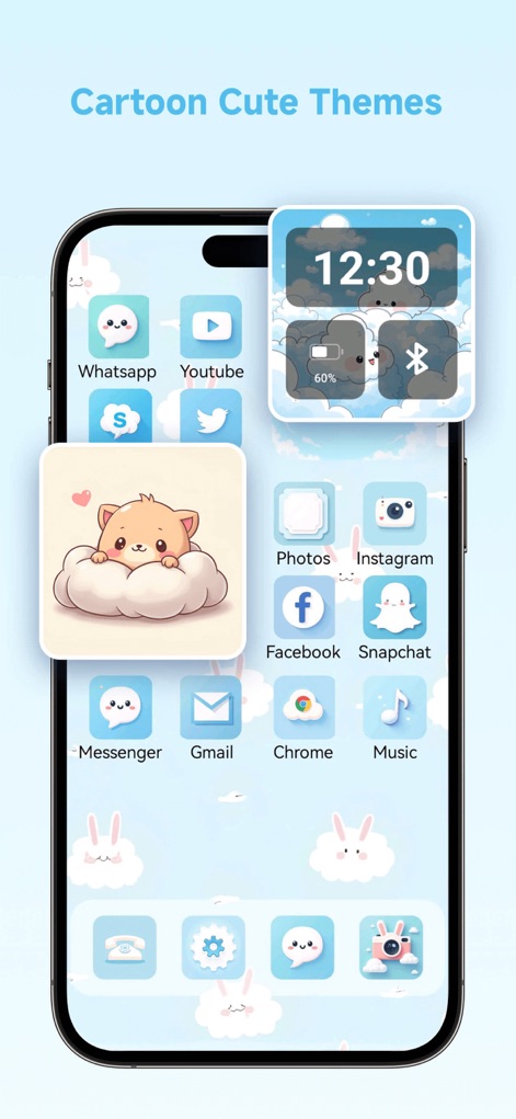 Themes: Wallpaper & Widgets - Experience complete thematic transformations with charming cartoon wallpapers and adorable, coordinating app icons for a whimsical device interface.