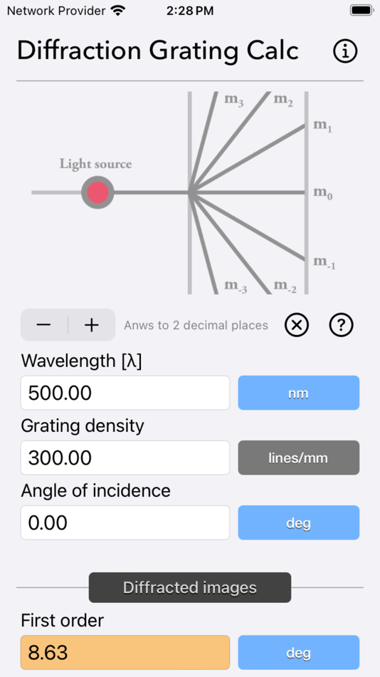 Diffraction Grating Calculator - 1.2 - (iOS)