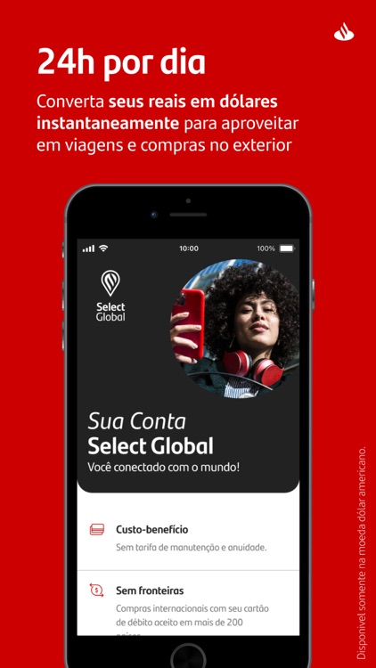 Select Global: conta em dólar