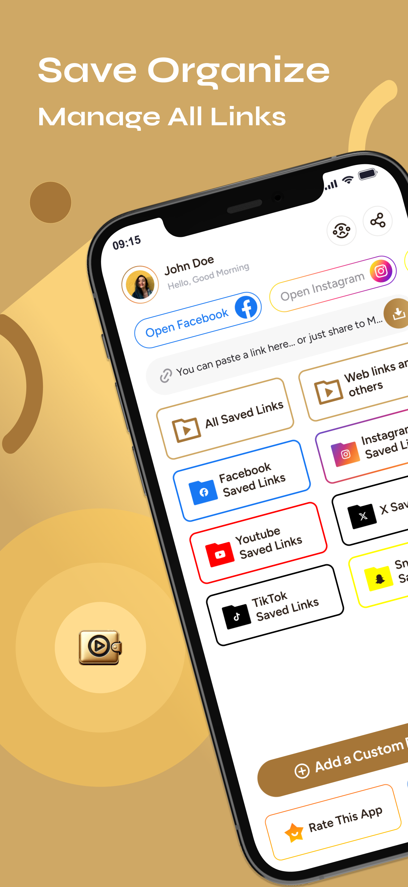 Save Video Links: Media Wallet