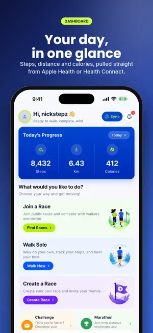 StepzSync - Step Counter Race screenshot 1