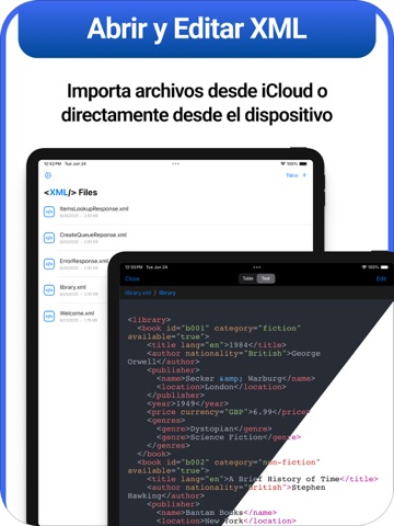Visor, lector y editor de XML iPad screenshot 1