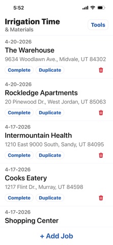 Irrigation Time & Materials iPhone screenshot