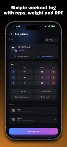 Gym Strength Log - GymDroid Screenshot 6 of 10