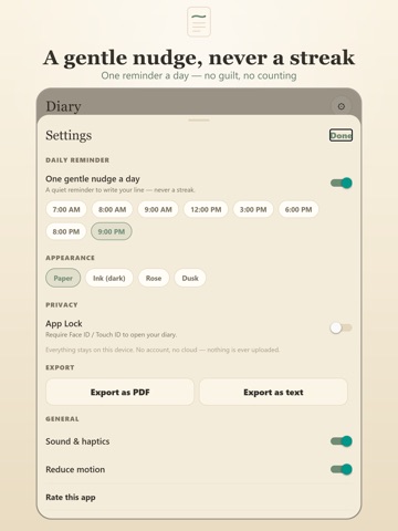 Diary: One Line a Day Journal iPad screenshot