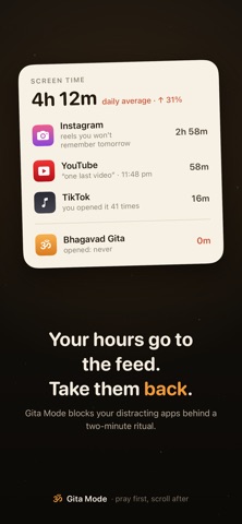 Gita Mode: Reduce Screen Time iPhone screenshot