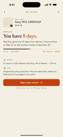 Roundtrip Returns iPhone screenshot