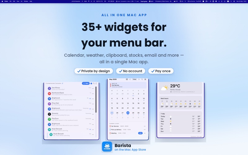 Barista: 35+ Menu Bar Widgets Screenshot 1