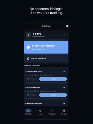 RepBook - Workout Log iPad screenshot