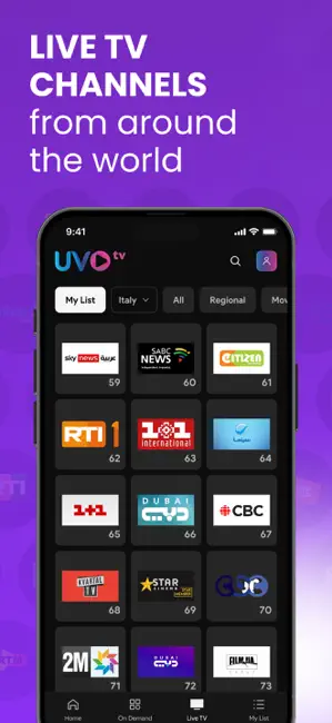 UVOtv: Global Live TV & Film iPhone screenshot 2