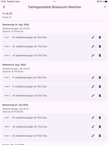 Workout Diary 1 app screenshot 2