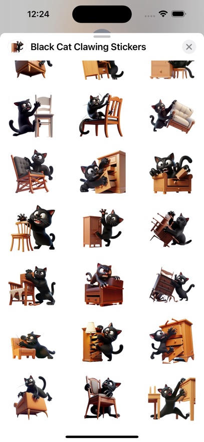 Black Cat Clawing Stickers