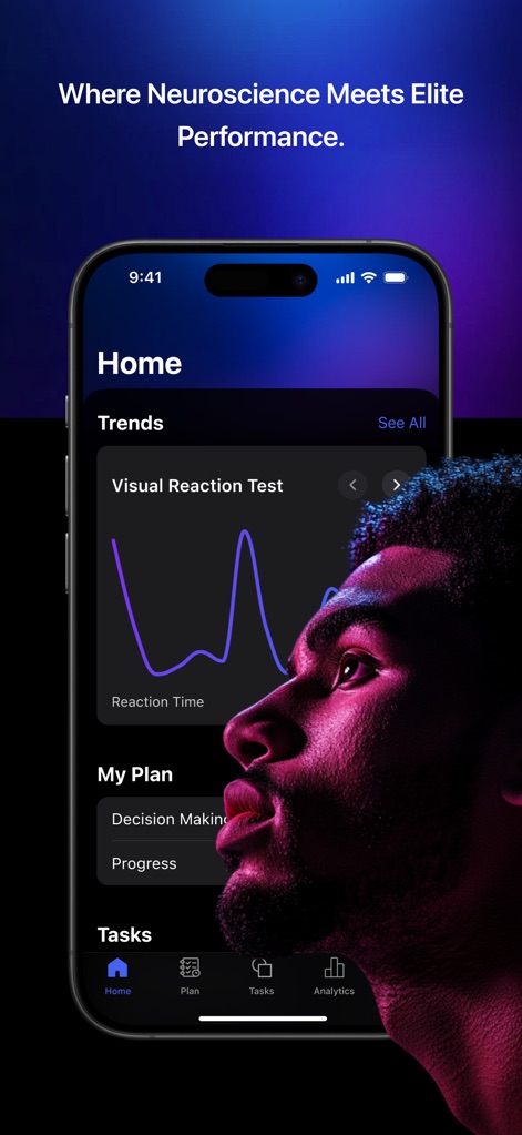 Soma NPT - 이 앱은 사용자 성과를 시각적으로 추적하는 기능을 제공하며, 반응 시간 그래프와 개인 맞춤형 훈련 계획을 명확히 보여줍니다.