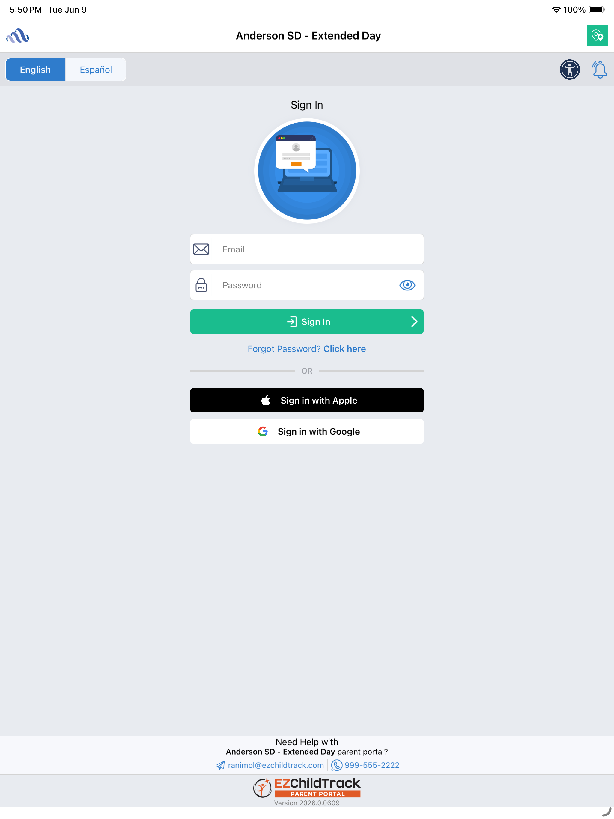 EZChildTrack Parent Portal