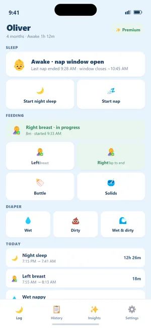 Lullwise: Baby Feed & Nap Log screenshot 1