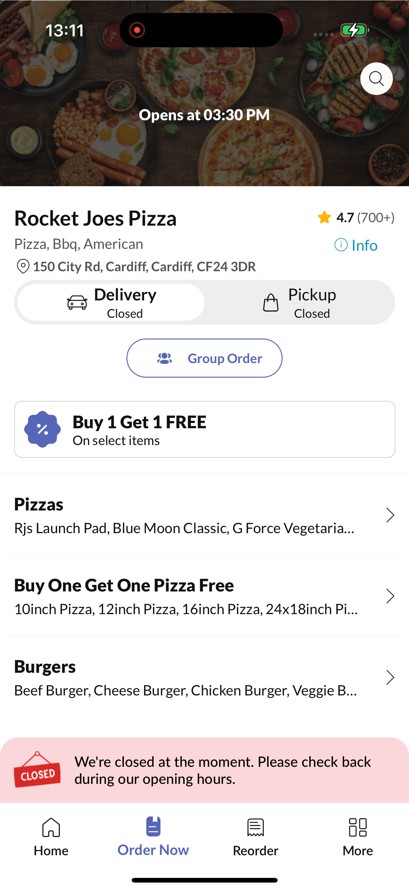 Rocket Joes Pizza Cardiff