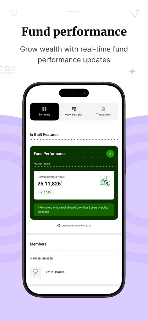 Policybazaar - Buy Insurance - This tool provides a real-time display of fund performance and clearly presents the current portfolio value along with percentage gains for user investments.