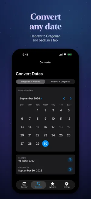 Chodesh Hebrew Date & Calendar screenshot 3