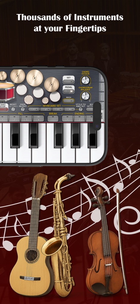 ORG 24: Your Music - The app offers an extensive array of instruments, allowing users to access thousands of sounds and comprehensive virtual keyboard controls.