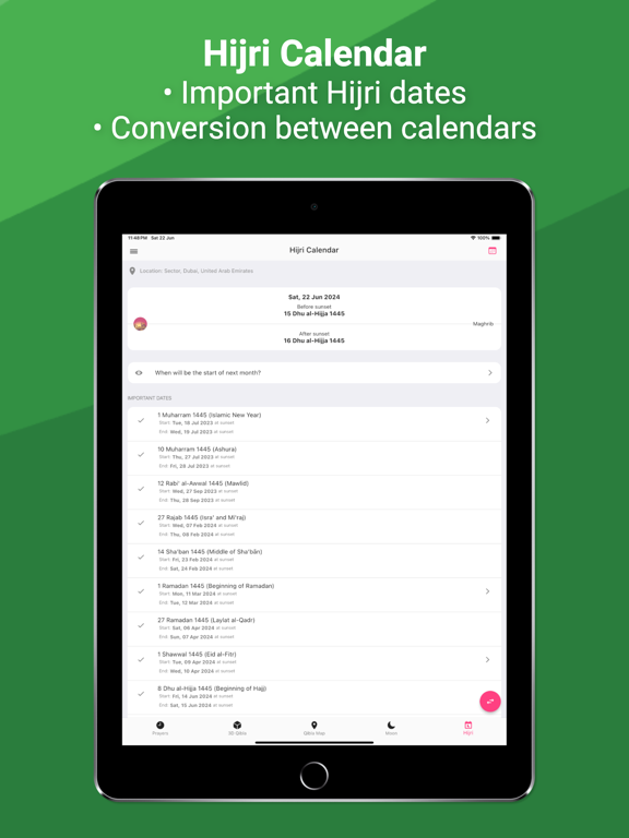 Miqat: Prayer Times, Qibla iPad screenshot 8 - Reference app