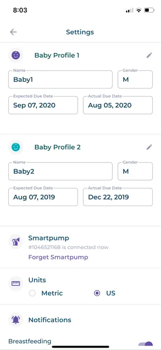 Lansinoh Smartpump 2.0 App : capture d’écran 8 sur 10