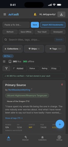AoVault Fanfiction Library Screenshot 1 of 5