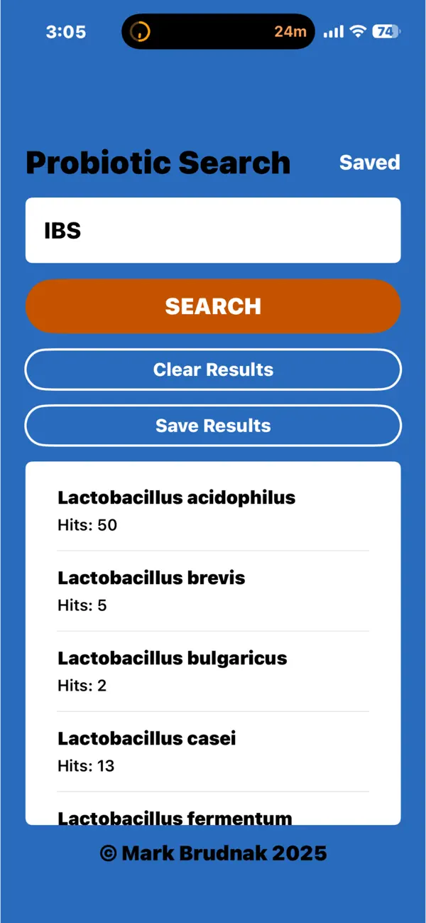 #2. Probiotic Search (iOS) Ved: Mark Brudnak