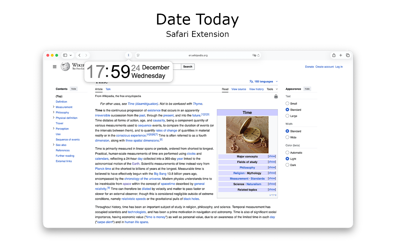 Date Today for Safari