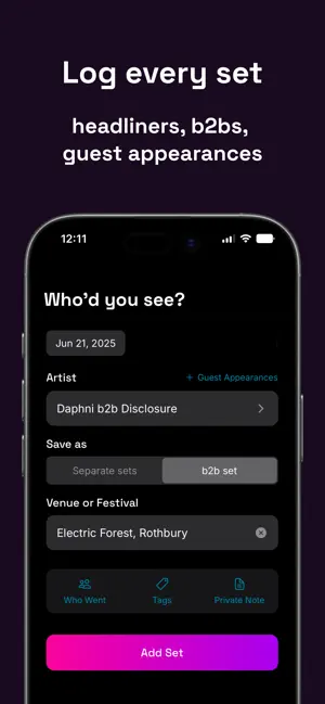 Set Times - Live Music Log screenshot 2
