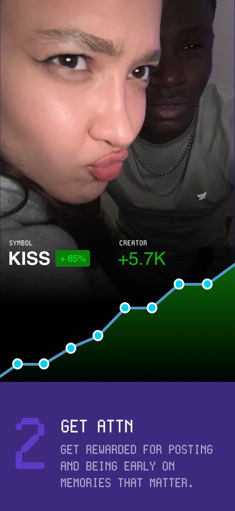 Collective Memory - Users can observe trending content through the 'SYMBOL' display and track creator influence with the '+5.7K' metric, showcasing the platform's reward mechanisms.