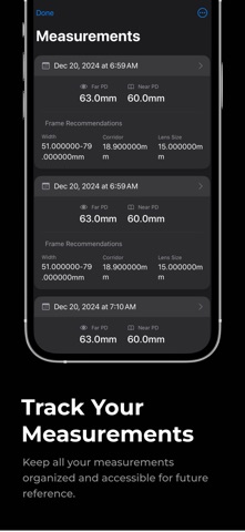 pupillary distance measure AR screenshot