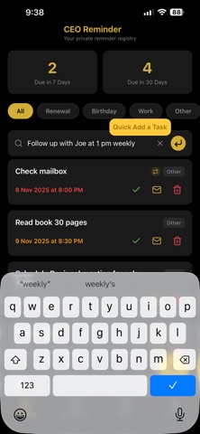 CEO Reminder Screenshot 1 of 4