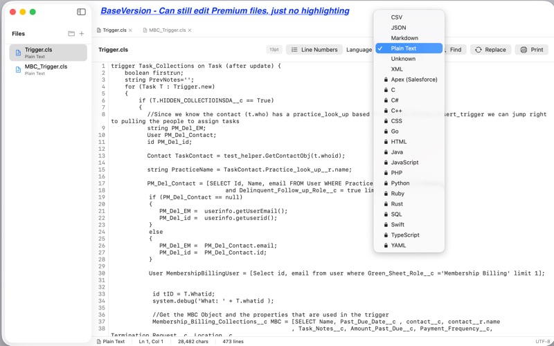 Clarity Code Edit screenshot
