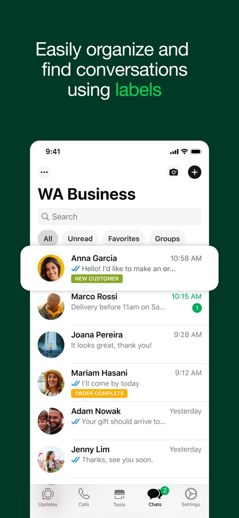 WhatsApp Business - Organized Chat Management
