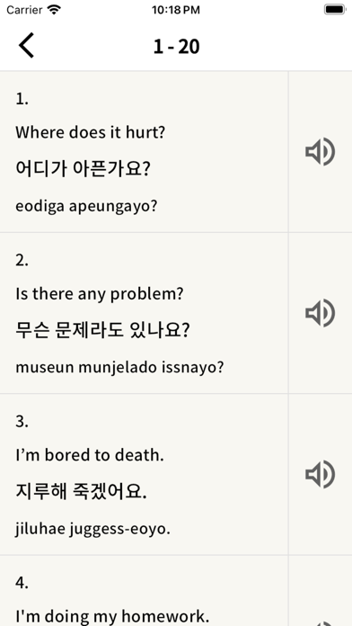 200 Korean Sentences Screenshot