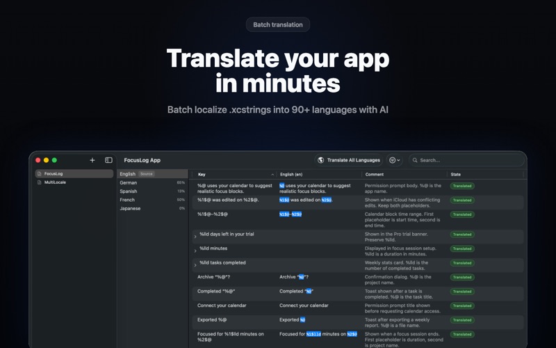 XCStrings Translator: AI Tool screenshot