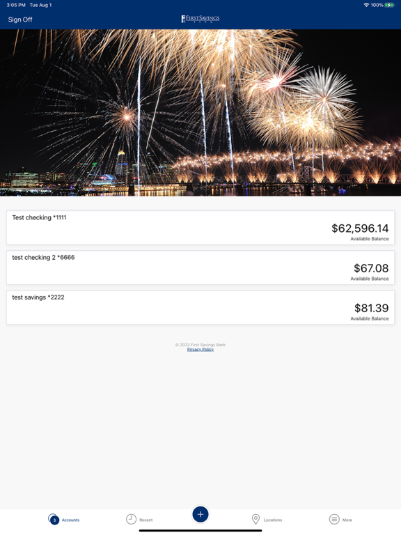 First Savings Bank Personal iPad screenshot 2 - Finance app
