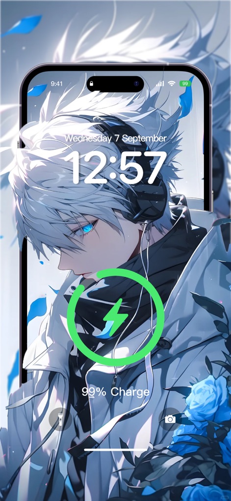 Live Wallpapers 4K ChargeWall - Witness dynamic anime-themed charging animations beautifully integrated with a prominent circular charge indicator.