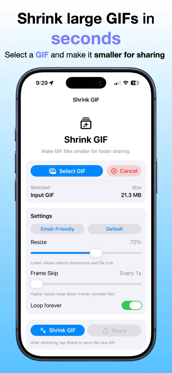 Screenshot #1 pour Shrink GIF - Compress GIFs