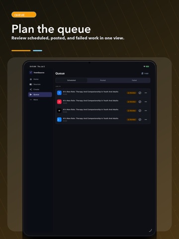 From Source: AI Social Posts iPad screenshot