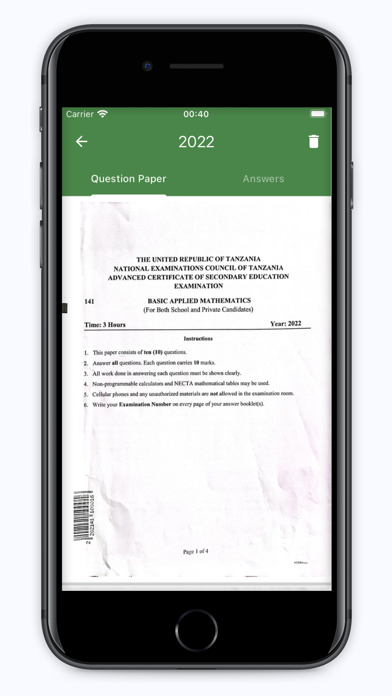Past Papers TZ Screenshot