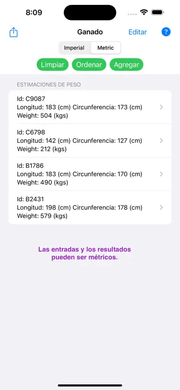 Calculadora de peso de Ganado screenshot 3 of 4