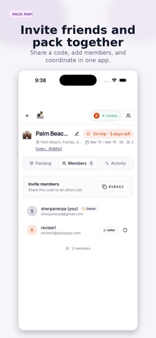 Pack Papi: AI Packing List screenshot