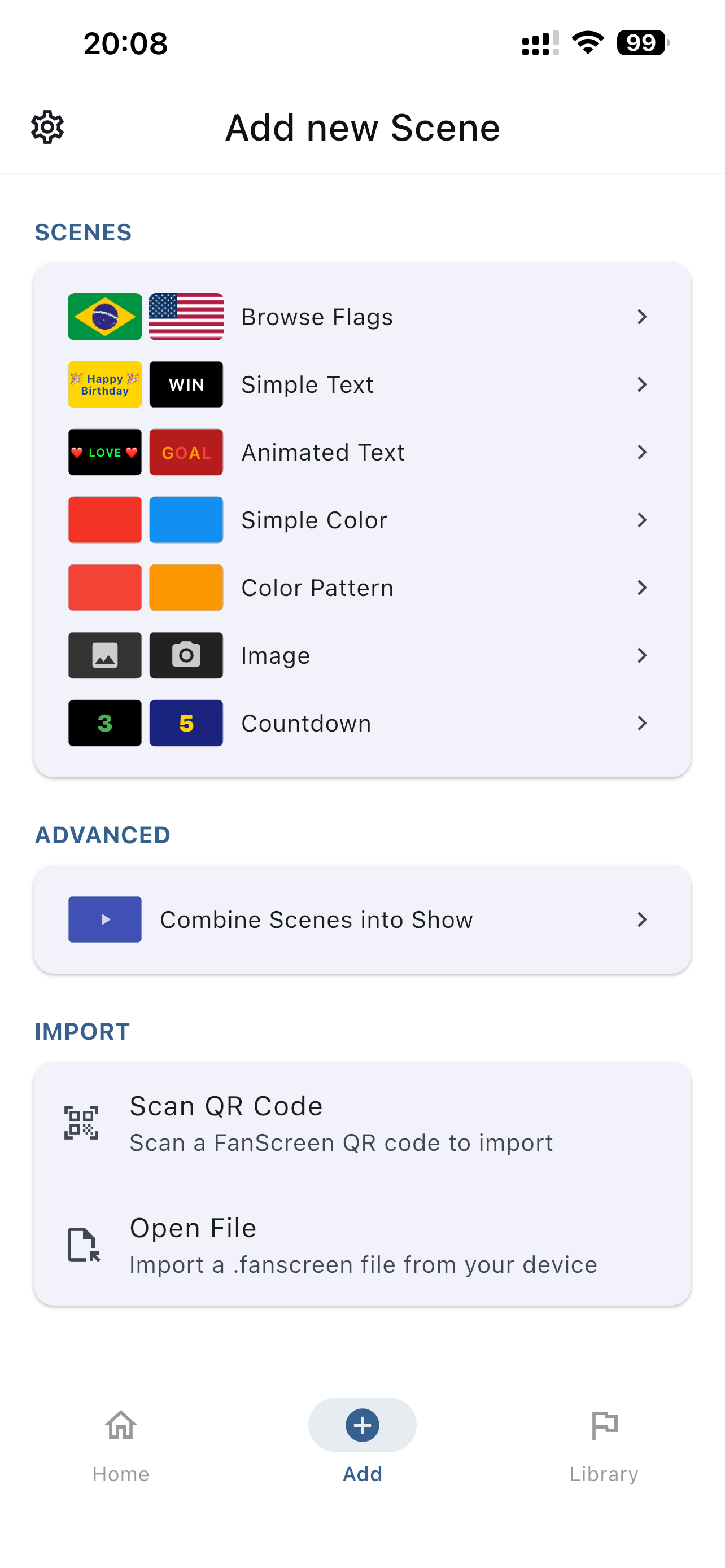FanScreen: Flags, Text, Colors