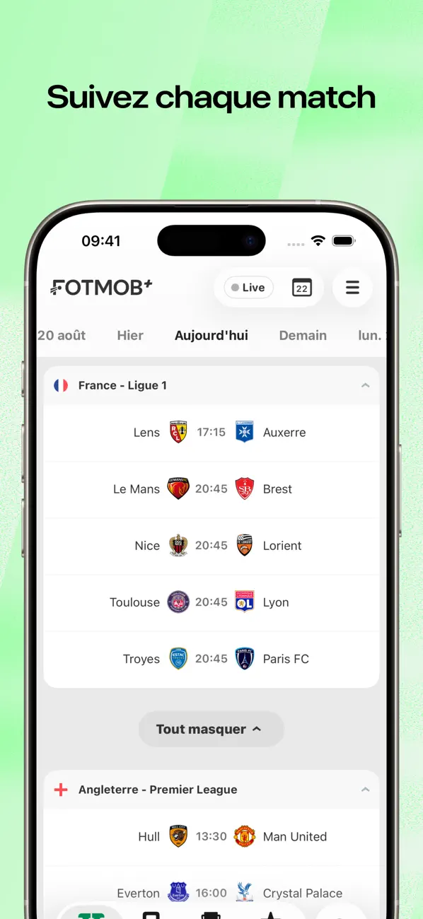 Screenshot #1 pour FotMob - Foot en direct