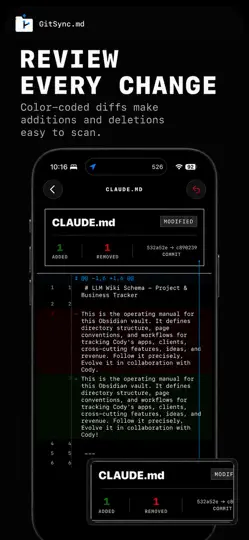 Capture d'écran de GitSync.md sur iPhone 4