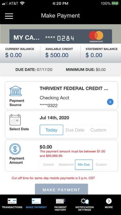 ThriventCU Credit Card Screenshot