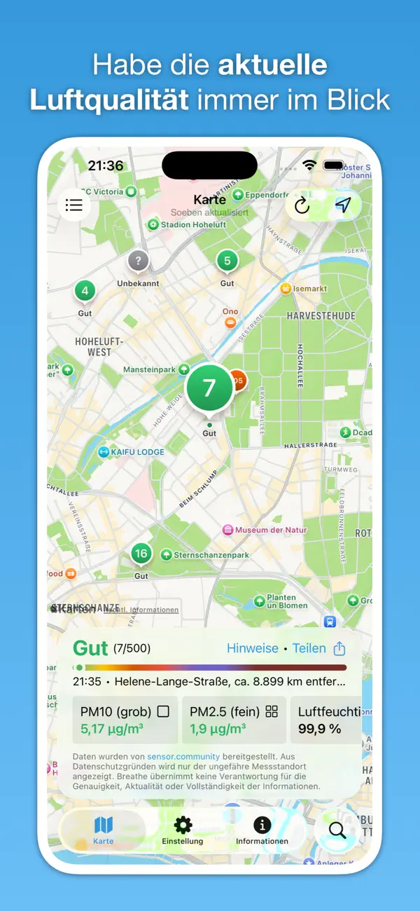 Screenshot #1 pour Breathe - Luftqualitätsmonitor
